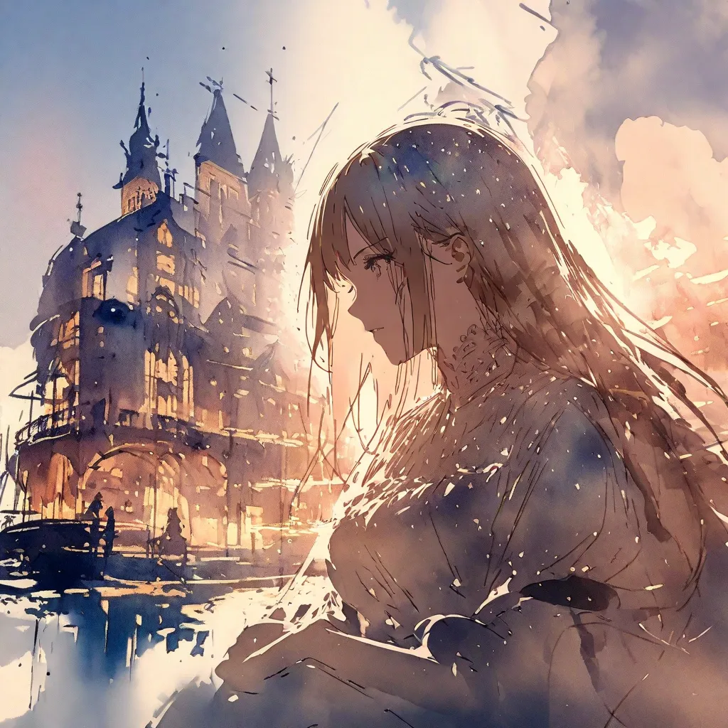 ((sketch:1.5)), ((watercolor:1)), Double Exposure of a Beautiful and Delicate Woman (The face is clear and perfect) images，Background、Perfect Ultra Detailed Victorian Scenery, beautiful, beautiful笑顔, complicated illustration, Artwork Concept Artwork, break...