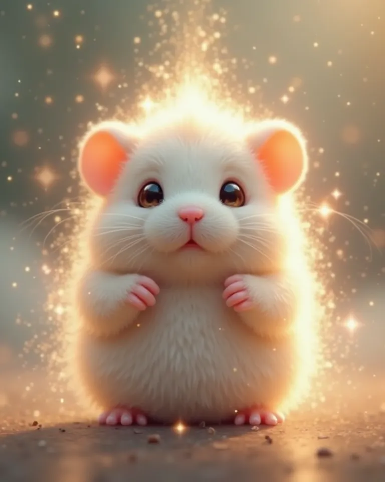 3D Images。god々like。
A cute baby hamster with round and sparkling eyes。