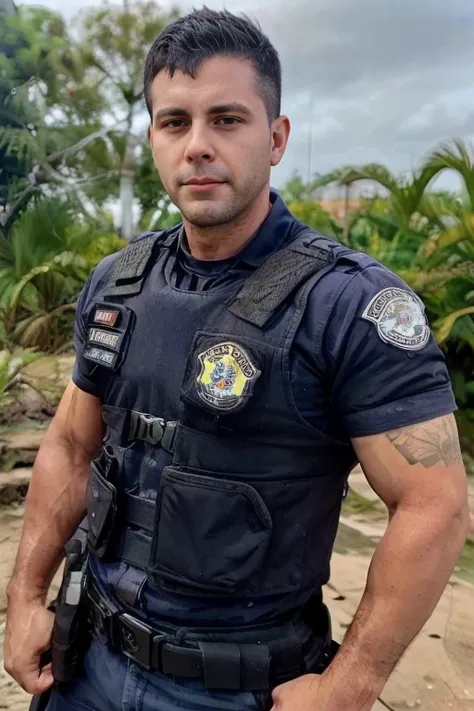 A Brazilian male police officer