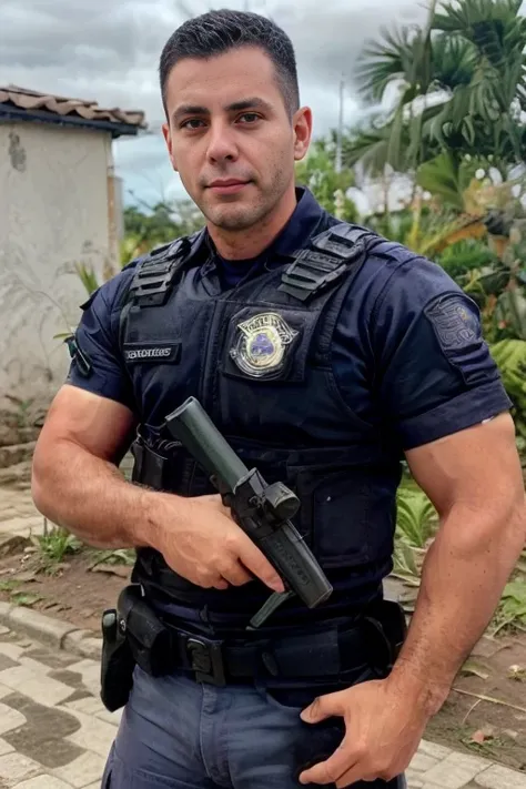 A Brazilian male police officer