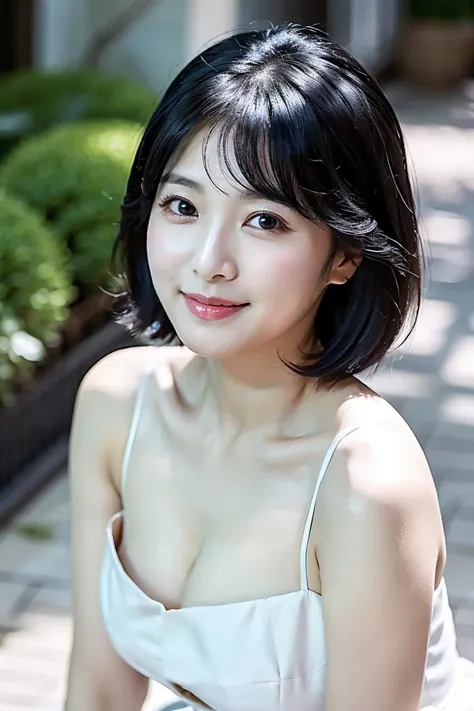 full body、black hair short hair、Age 35、I can see my cleavage、 woman dressed in white , Closeup of Tsuyu , Beautiful Korean Woman Wearing Black Hair, Gorgeous Young Korean Women, Cute Korean Actresses,  Nam Jae-yeon, Korean idol portraits,  Jung Hwa-choi , ...