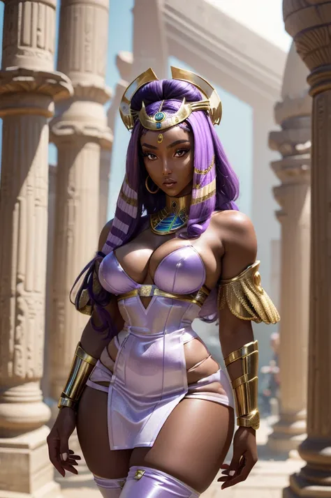 Sexy superheroine, sexy futuristic superhero costume pleated micro mini skirt, Egyptian god temple, 8k resolution, (best quality: 1.1), (anatomically correct: 1.1), (perfect hand: 1.1), ((facial detail: 1.3)), (skin detail ), (perfect eyes), (perfect nose)...