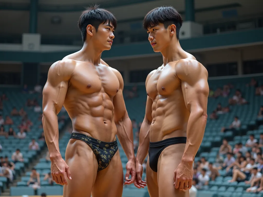 2 strikingly handsome 18-year-old Korean young wrestlers with an angelic face. His features are distinctly Korean, with soft yet masculine contours, a fresh, youthful appearance, and captivating single eyelids that enhance his divine wrestler look. He has ...