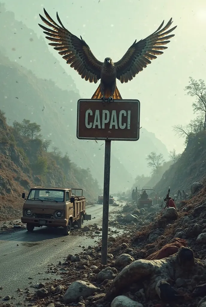 Draw me the massacre of Capaci and a falcon on the Capaci sign 