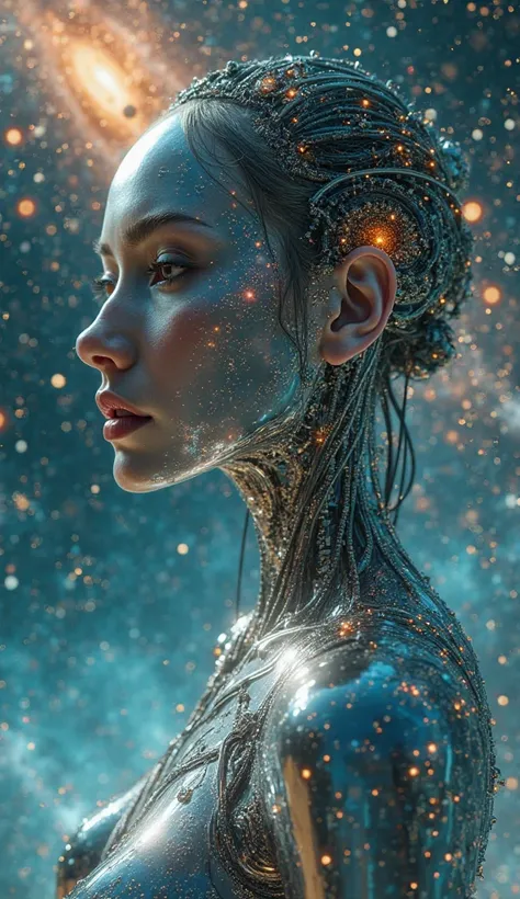 Cesium metal, perfect cybernetic woman in the reflection of the universe