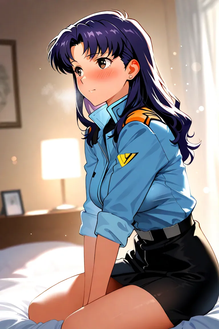 1 female,Women only ,Katsuragi Misato,High Precision,masterpiece,ecstasy,blush,bed,uniform,sensational posture,8k,Exquisite color,HDR,Fine Skin,god秘的な雰囲気,god々Strong presence, in natural light ,Fine Texture, Exquisite Details ,Masterpiece,4K High Resolution...