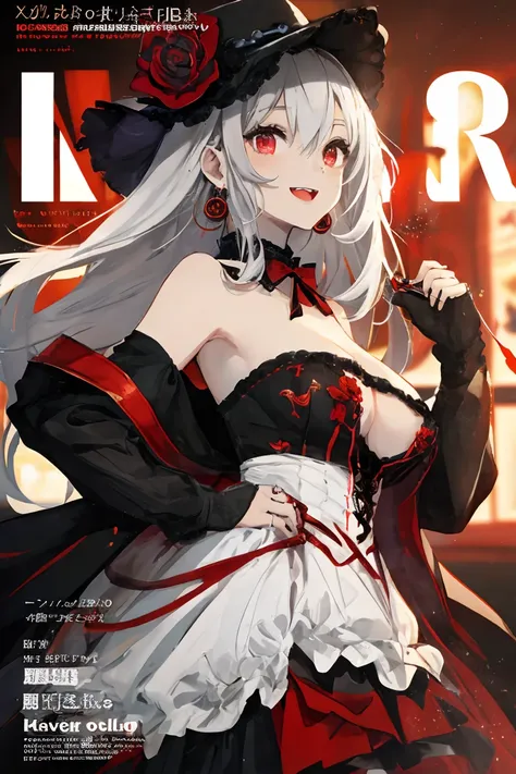 (small breasts:1.3), (perky chest:1.3), (pointed chest:1.2), (lolita fashion magazine cover:1.3),(from side:0.9),masterpiece, 1girl, Amazing Cleavage:1.2, thin waist, big ass, Raised sexy, small breast: 1.3, posed cleavage:1.2、(from below:1.2, best quality...