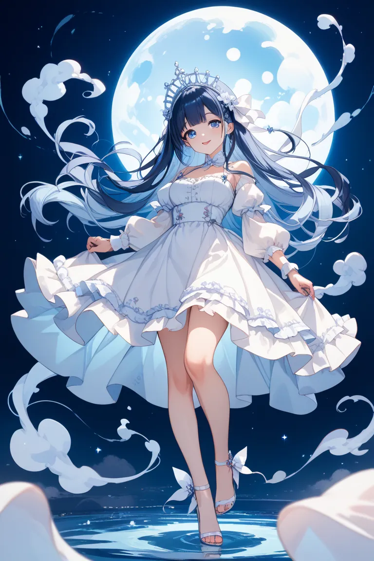 cute ghost beautiful girl（For middle and high school students, the ）（Clothes and skin are white）、Clothes are dresses、her hair is neither long nor short、the girl is grown up。The background is night。Beautiful Ghost Girl Has No Legs、Floating。Please be realist...