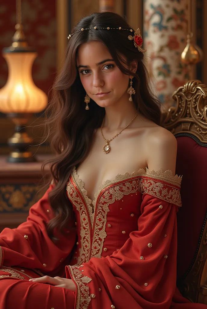 Concubine, harem girl outfit, brown hair