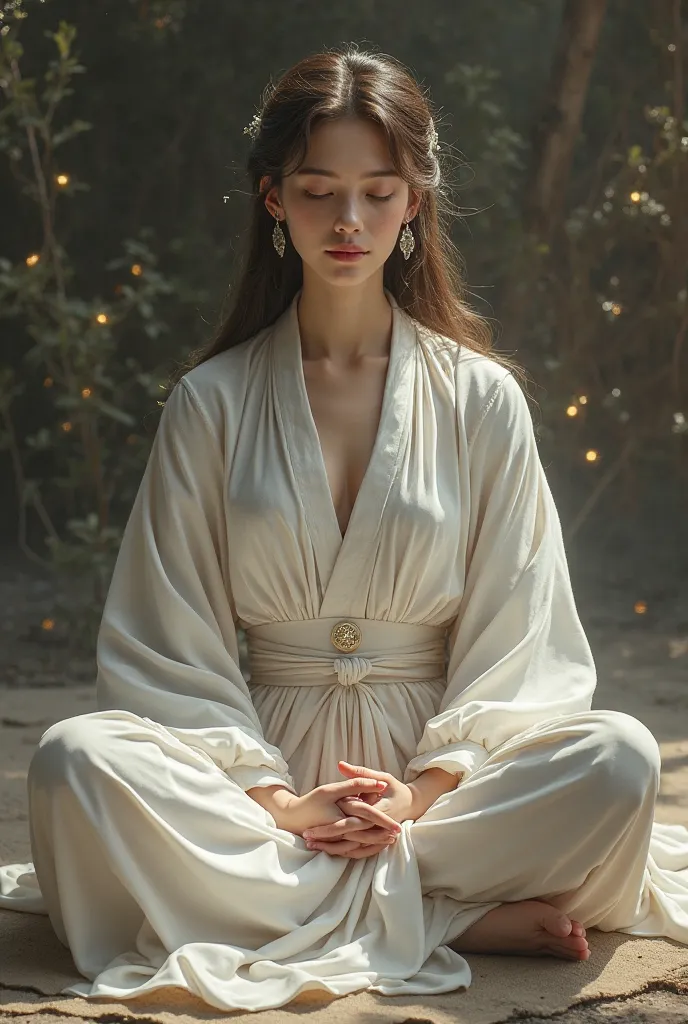 power,Daughter,Sit cross-legged looking,majestic , crossed sleeves 