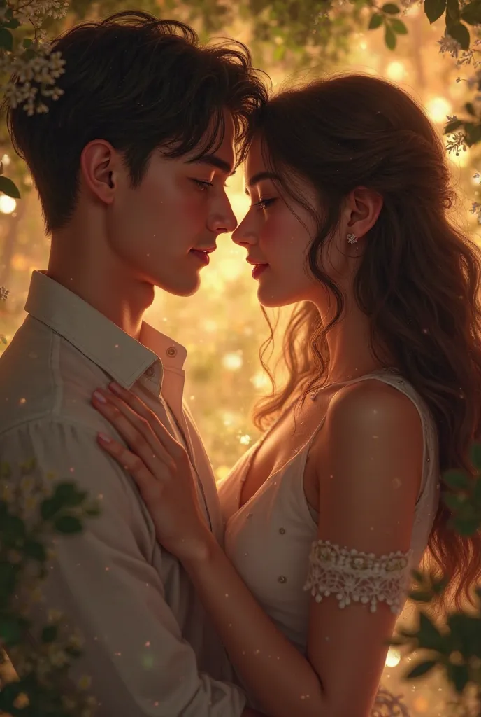 Girl and boy romantic scene