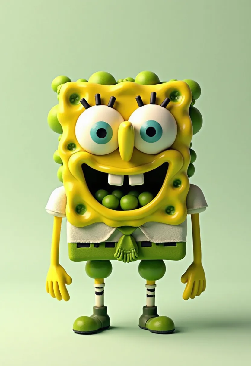 Spongebob made from green peas 