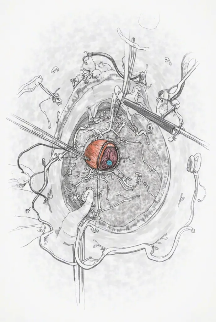 realistic sketch for surgical removal of all or part of an organ, tissue or structure. excision. resection