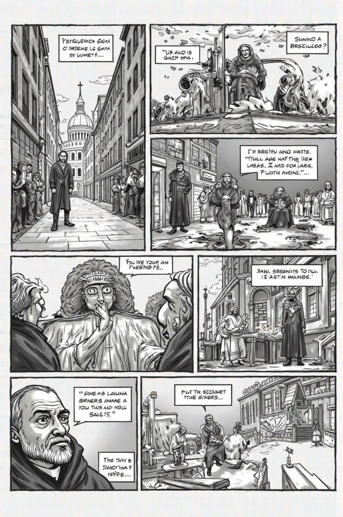 ## The Last Chapter: A Comic Conversation of De La Salle's Life
 
Panel 1:
 
Setting: A quiet room, DLS sits pondering, a letter in his hand.
 
Dialogue:
 
DLS: (to himself) "The Brothers want me back? But my work here is done. I should be preparing for de...