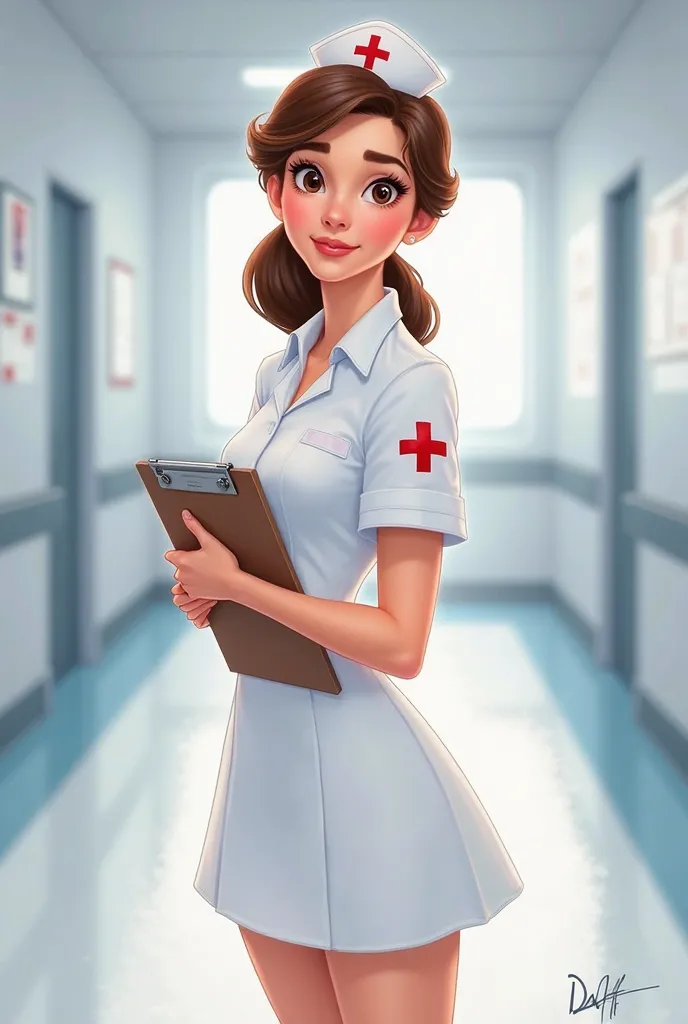 generate me an image of disney princess belle wearing nurse uniform