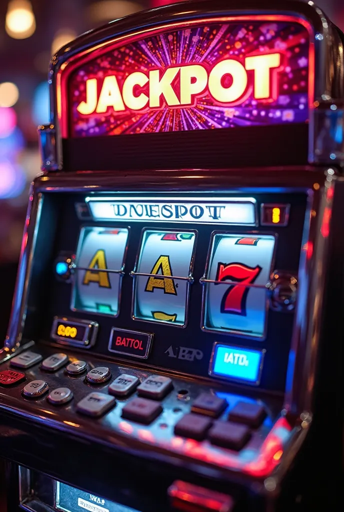 A slot machine with three reels, each displaying the letters 'ATM' on the winning row instead of the usual '7' symbols. The other rows can have different slot machine symbols, but the central row should clearly show 'ATM' as the winning combination. The ma...