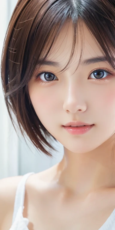 masterpiece、top quality、high resolution、 wallpaper、realistic、bright lights、professional lighting、facelight、 smooth lighting、 Japanese Girls、beautiful woman、gravure、so beautiful、beautiful skin、 beautifully detailed 、detailed face、 slim、Moderate、short hair、c...