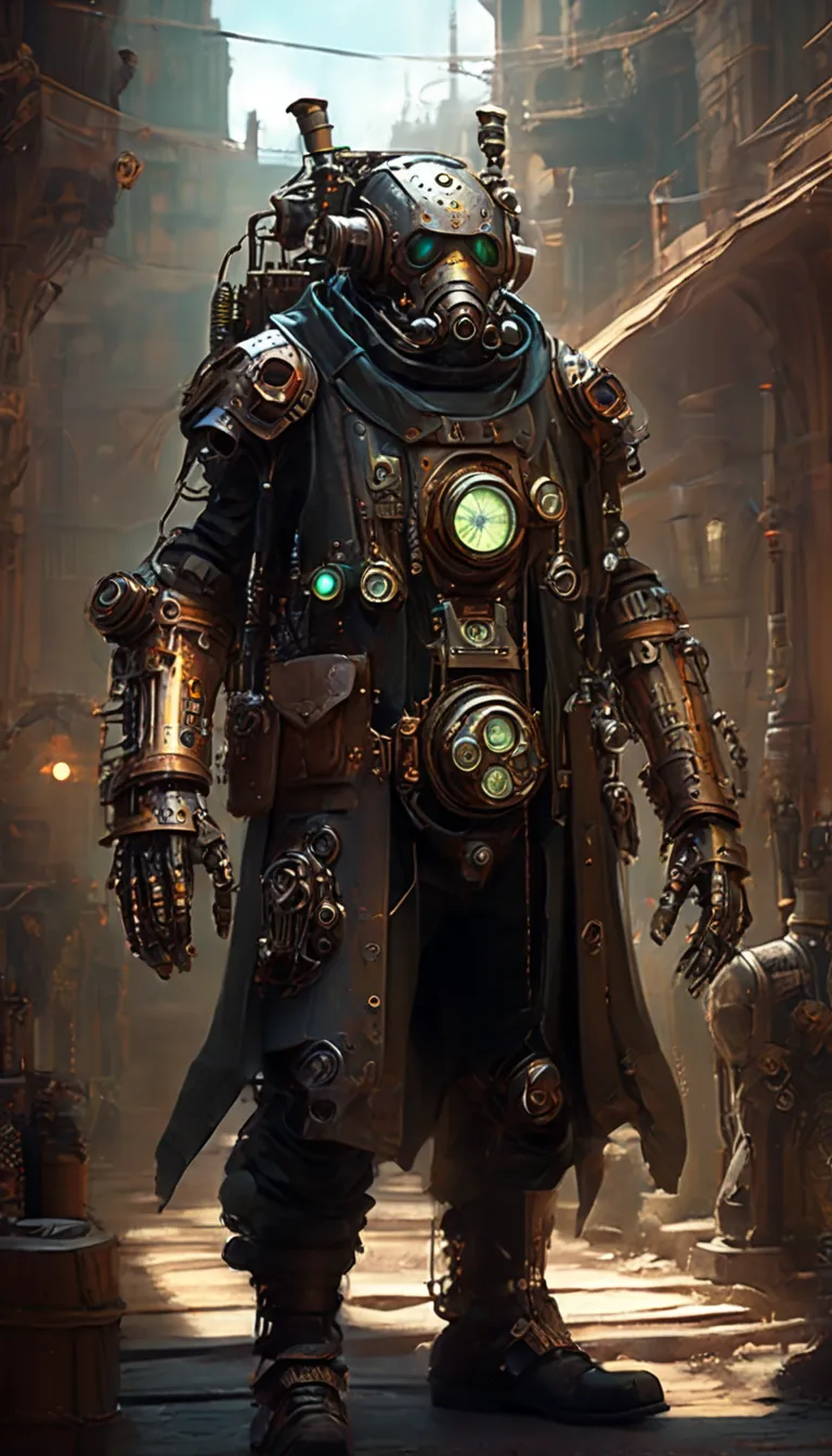 il y a un cyborg à la peau réel mécanique mâle qui a l'apparence d"un enfant avec une horloge entre les pectoraux

steampunk concept art, concept art comme ernest khalimov, vivid steampunk concept, colorful steampunk sci-fi, digital steampunk art, concept ...