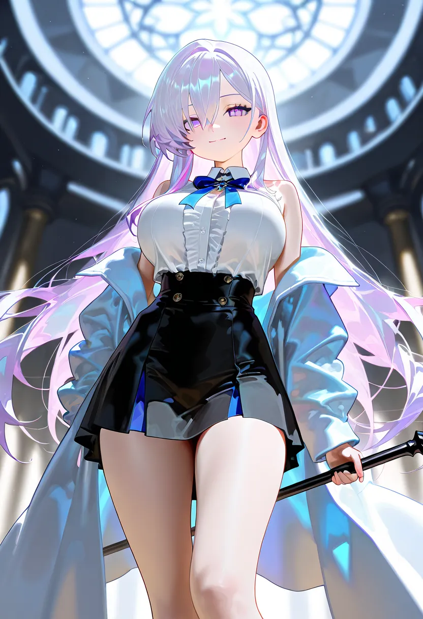 quality\(8k,very detailed CG unit wallpaper), (masterpiece, Highest quality:1.2), (masterpiece, Highest quality:1.2), masterpiece:1.2, 高quality:1.2, high resolution:1.2, 16k,  1girl , light purple hair, long straight hair, long bangs, purple eyes,  Wizard ...