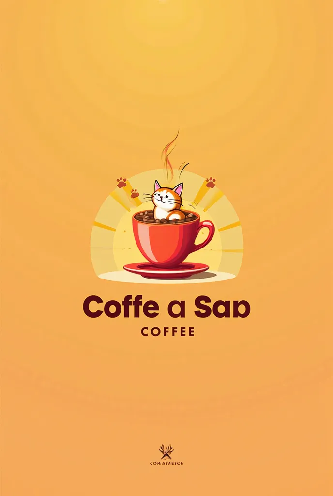 Coffee and cat logo color yellow or red logo