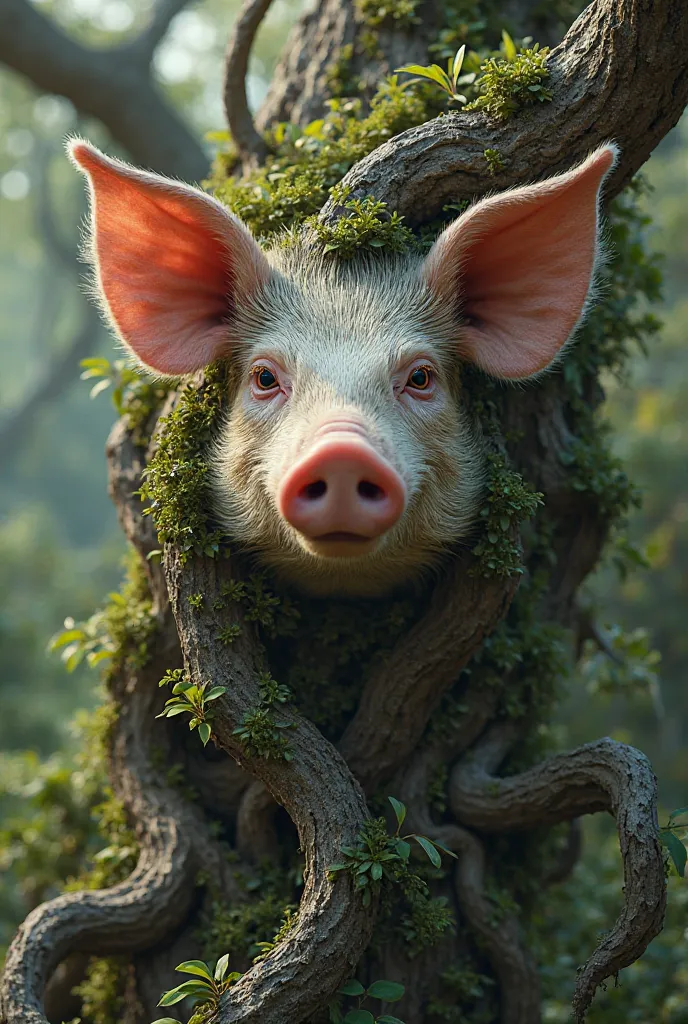 Pig face combined with a tree