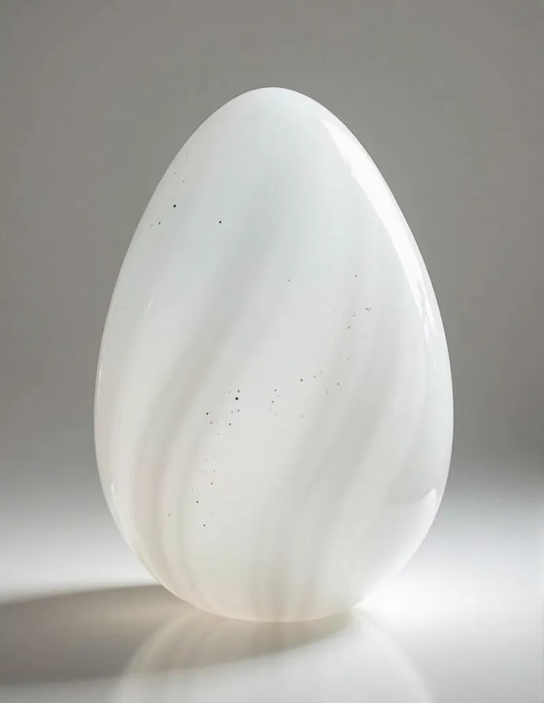 Non-transparent Milky White Quartz Stone Egg Design