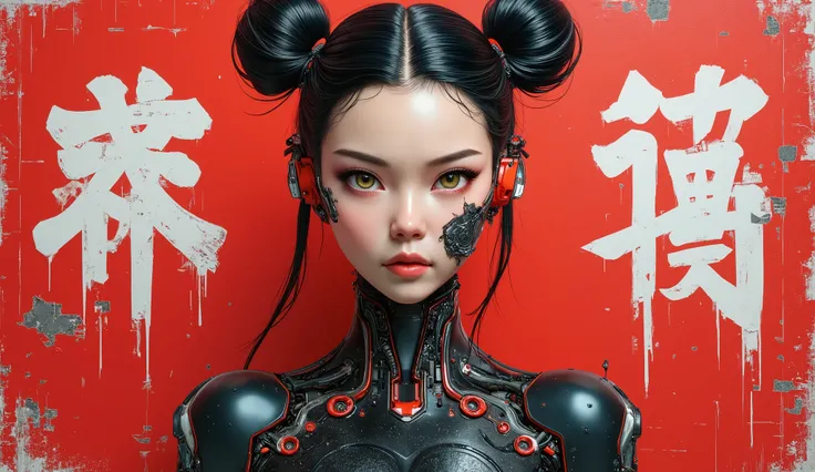 Exquisite 3D model of technological cyborg manga aimme, super soldier and concubine, amazing and iconic, masterpiece, spectacular 3D anime photorealism. score_9, introducing the stunningly gorgeous Yuko, a beautiful Chinese techno cyborg 3D anime human mac...