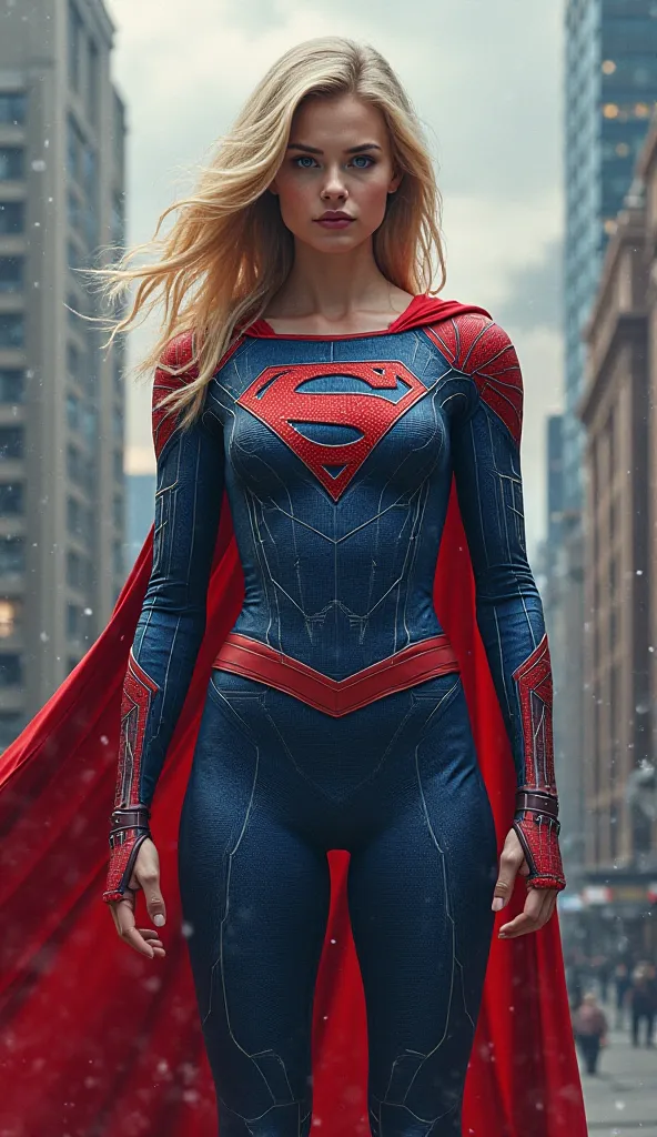 Supergirl with Spiderman  merge and combine in realistic images