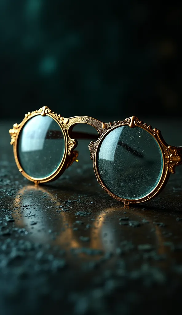 Vintage glasses with golden frames – A pair of eerie-looking antique glasses.