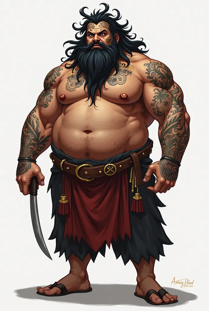 ⚓ **1- The Cook: "George the Knives"**  

A massive man with wild black hair and tattoos covering his arms. His face bears scars that suggest he survived a battle with a sea monster—or perhaps just a pan of hot oil. Despite his fearsome appearance, he has ...