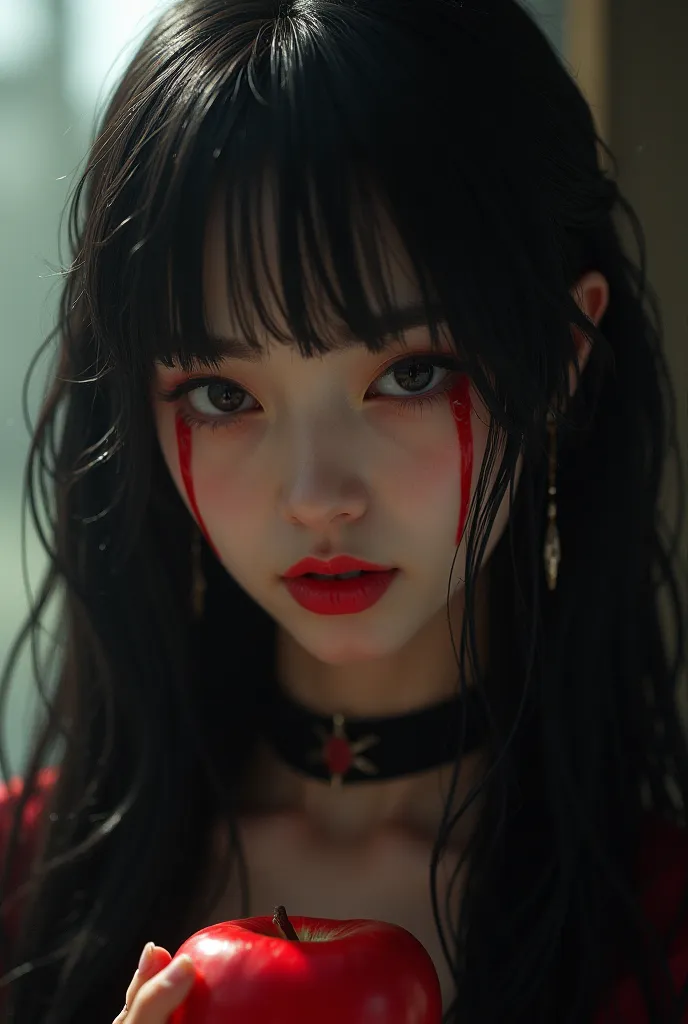 ((RAW photos), Absurd, (Absurd 해상도)), 걸작, best quality, (Very Detailed 8k Unity CG Wallpaper), (best illustrations), (best shadow),  realistic lighting ,  Her beautiful and detailed brilliance , ((21 years old)), girl,  long black hair, black queen, Access...