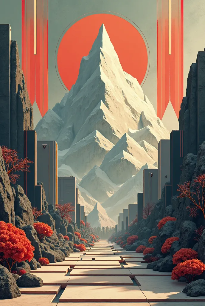 Generate mountains in the Art Deco Art Movement 