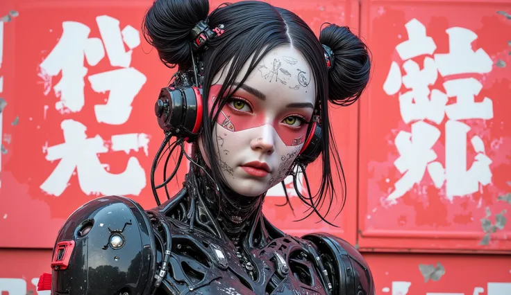 Exquisite 3d manga techno cyborg 3d ainme model, super soldier and concubine, ashtonishing and iconic, Masterpiece, spectacular anime 3D photorealism. score_9, Score_10! presenting the amazingly gorgeous MIKO a beautiful Japanese techno cyborg 3D anime mac...