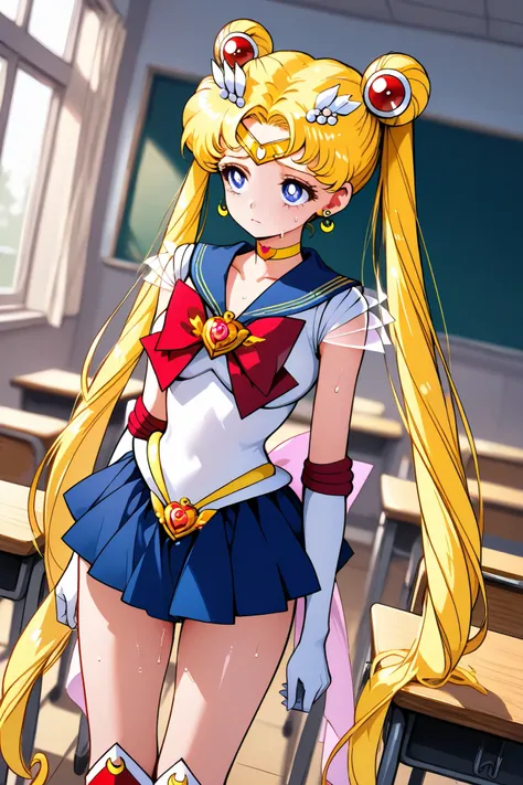 super sailor moon,1 female,solo,
front,look up,from bottom,

double bang,blonde hair,twin tail,circlet,

Blonde,ponytail,very long hair,
red hair ribbon,bangs with a split,
colored inner hair,

blue eyes,beautiful eyes,big eyes,
slant eyes,long eyelashes,s...