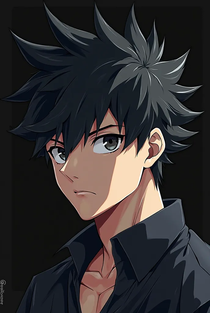 
Black anime character profile photo male hard back hair number three