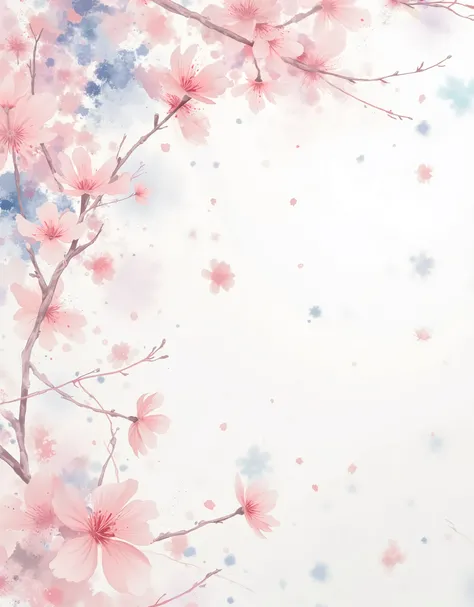 (masterpiece:1.2, excellent quality ,Mirror Finish , cinematic experience, best illustrations), Ultra High Precision, more details,8k,16k, wallpaper,(cherry blossoms),( minimalist:2.0),( cute:2.0),(watercolor:1.5),( white background:2.0),(plain background...