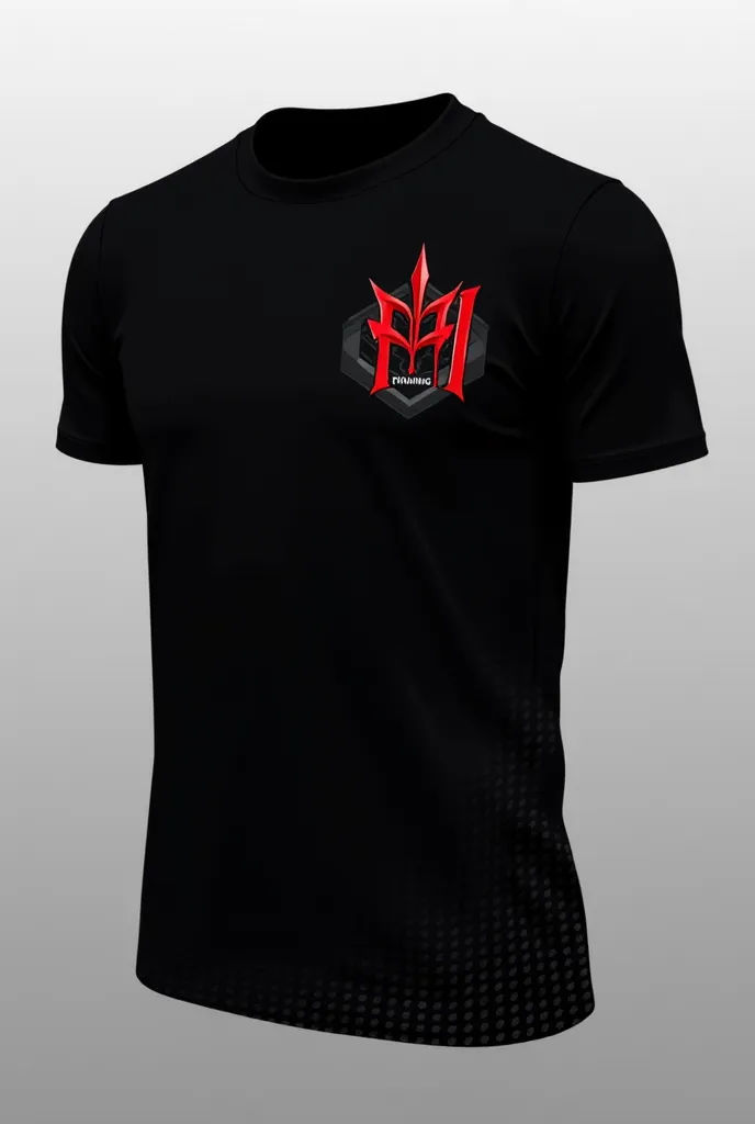 Create a t-shirt with the logo above and with the instructions below:Here's an idea for the velocity style sports t-shirt for students:

 Front of the Shirt :

The trident and R1 in the chest,  as requested .
A subtle texture on the bottom to give a modern...