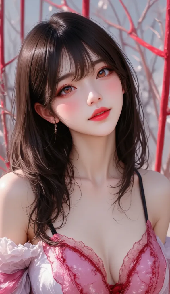 high resolution,  super high quality, 32K, surreal, realistic photo of a Taoist:1.37,  beautiful woman, , Beautiful details ( eyes, long lashes, Lips), , and her hair,  bangs:1.3, Ji Qie, puppet, Charming Smile, Half open mouth, Head tilt, Light blue, Rift...