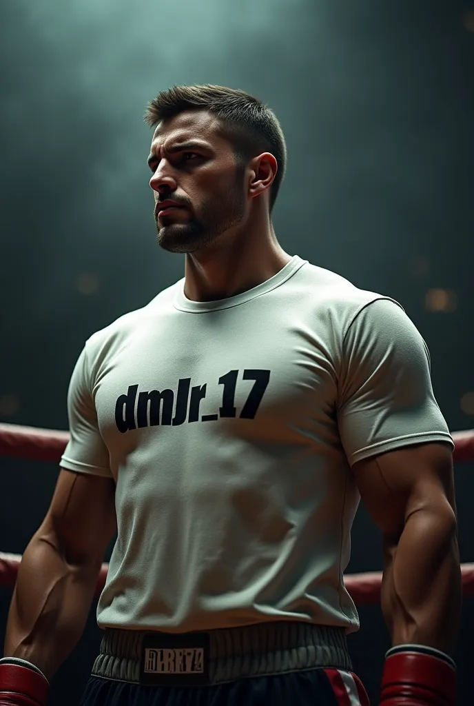 Boxing man whose white t-shirt named Dmjr_17 