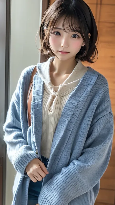  Japanese girl facing the front, super high image quality, cute, pretty, sexy, playful, cute model actress, Japanese pretty girl, Lori, loose, short, curly hair, excellent skeleton, beautiful, beautiful, beautiful, beautiful, beautiful, beautiful, beautifu...