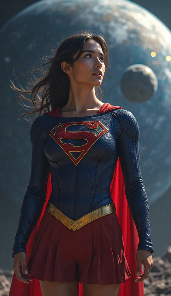 Super sexy supergirl is watching Apophis, Ultra realistic and professional images 
Supergirl is staring at Earth

Is Supergirl Japanese in her 20s