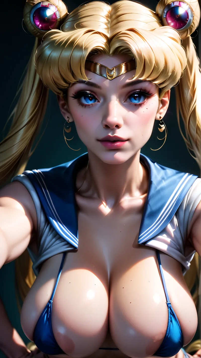 (masterpiece, top quality:1.2), (realistic, photo-realistic:1.4), RAW photo, high resolution, very well detailed, complex details, realistic and sharp details, Cinema Lighting,  (Sailor Moon,  Tsukino Usagi , Honestly), alone, one girl,  woman , cute face,...