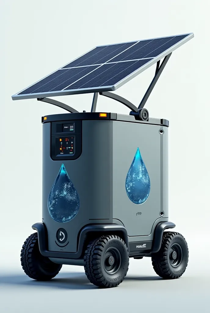 Recycled water pump device with solar panel and wheels with enclosed filtration system and monitor and pressure sensor and detachable hose