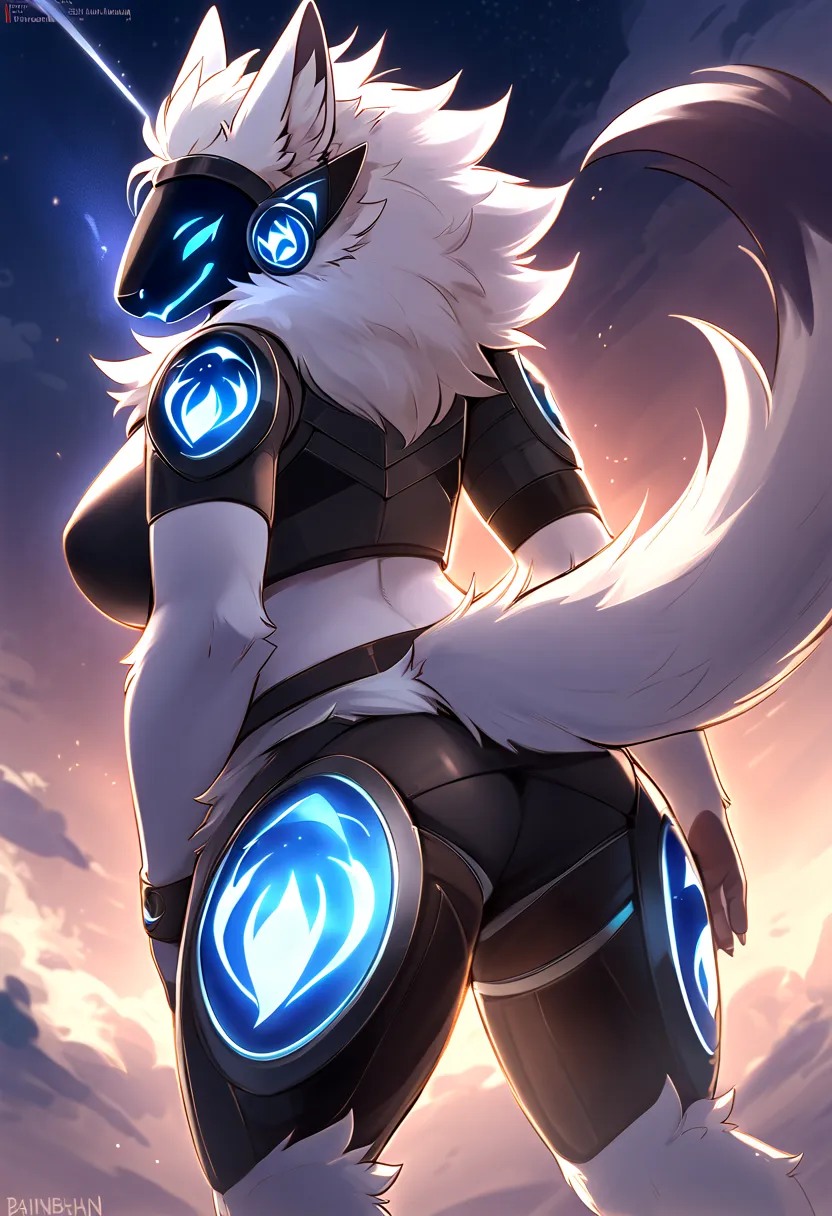 (top quality, best quality, Bahnbahn, High-quality illustrations, masterpiece, perfect artwork, cinematic light and shading, 16k, 1080p, uploaded on e621)(kemono, furry, anthro, alone), 1 futanari, (very detailed body, face, tail, arms, hands, legs, hair, ...