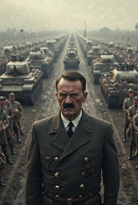 Create hitler with a big army that has many weapobs and tanks