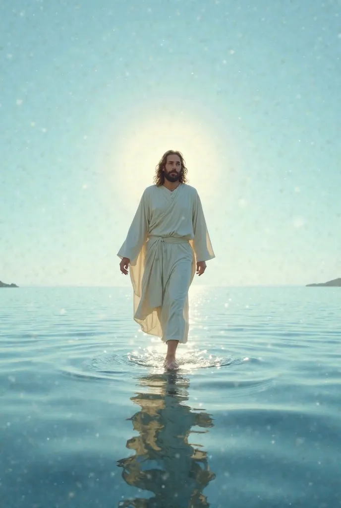 Make an image of Jesus walking on water 