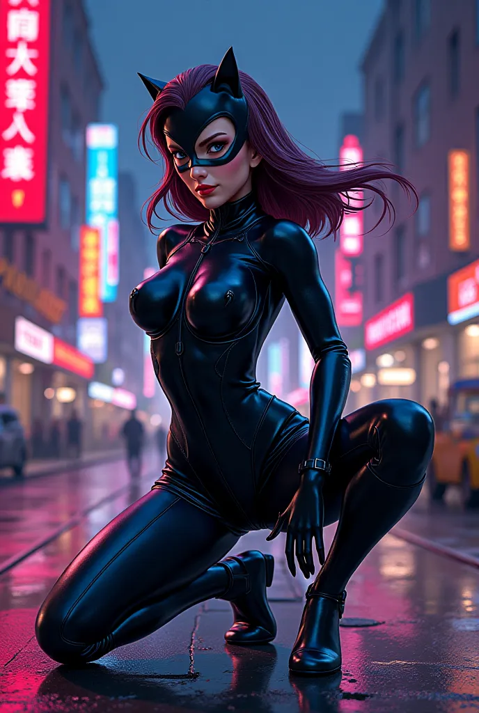 catwoman as 90's anime style