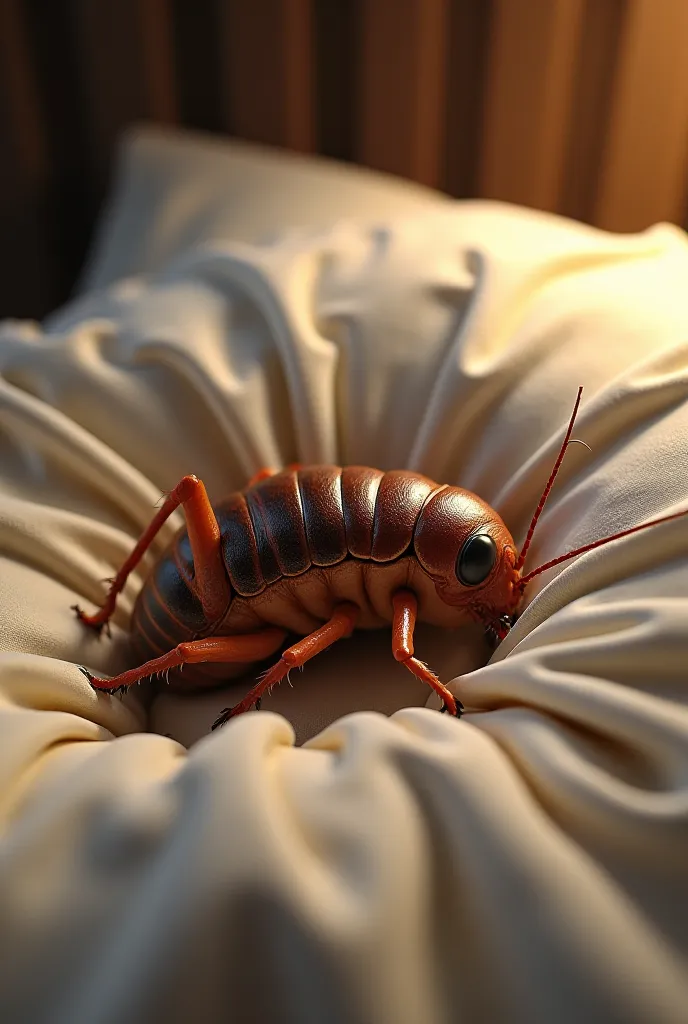 Cockroach tucked in bed sleeping