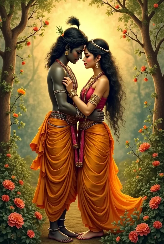 Photo of Krishna jii and radha jii in the age of 16 while loving 
