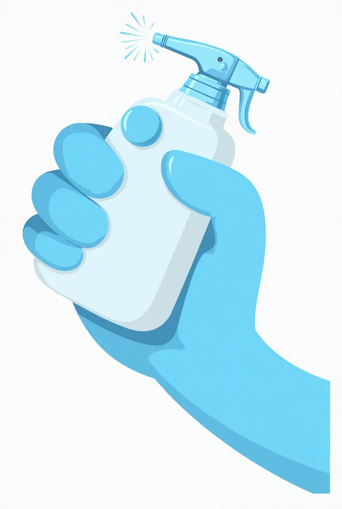 HAND HOLDING SPRAY WATER BOTELE  CARTOON BLUE PNG